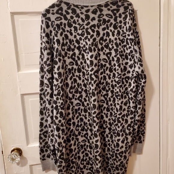 Nine West black & grey leopard print long cardigan, size XL, great condition - Picture 2 of 11